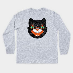 Retro Vintage Black Cat Kids Long Sleeve T-Shirt